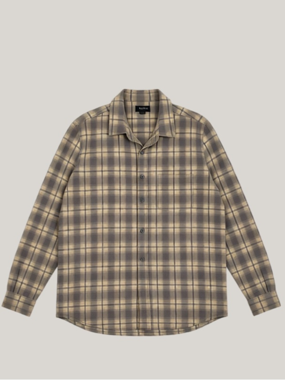 Forever 21 Men's Plaid Button-Down Shirt in Taupe and Cream